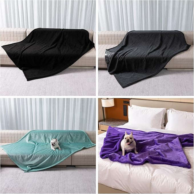 Waterproof Pet Blanket for Dogs Reversible Pets Bed Cover Puppy Fluffy Jacquard Throw Blankets Leakproof Sofa Couch Covers Cat Dog Blanket for Warm Washable Reversible Mat-Green,M