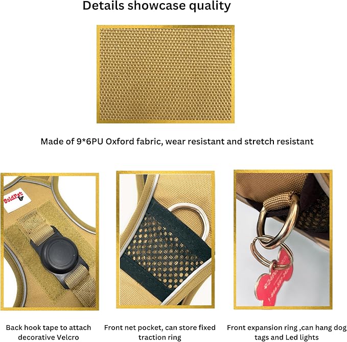 Dog Harness with Airtag Holder and Leash Set-Premium Oxford Breathable Material-Durable Reflective Airtag Dog Harness and Leash Set for Small, Medium, Large and X Large Dogs