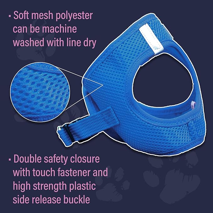 Doggie Design Dog Harness - No Choke Dog Harness, Dog Vest, Mesh Polyester, Pet Harness, Simple Step in and Go Design, Harness for Dog - Cobalt Blue, M
