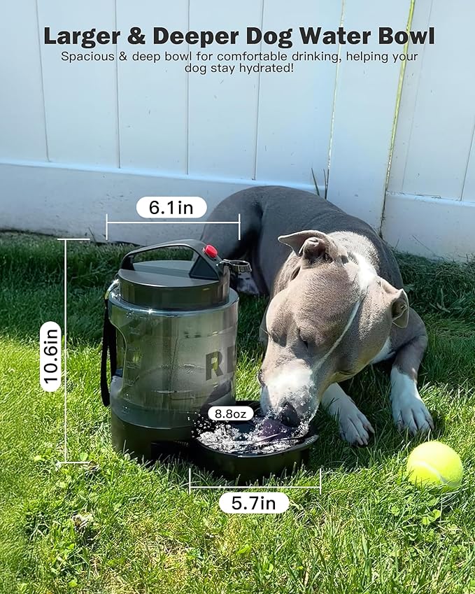77oz Large Dog Water Bottle Travel - Portable Dog Travel Water Dispenser with Bowl, Ideal for Travelling, Hiking, Camping, Parks, Outdoor, Black