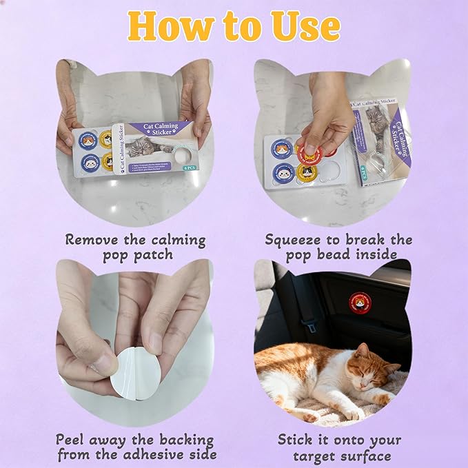 xcivi Pop Patch for Cat Calming Diffuser, Cat Anxiety Relief Stress Reduction, Cat Calming Pheromones Help Anxiety, Enhanced Calming, for Travel, Car & Home Use