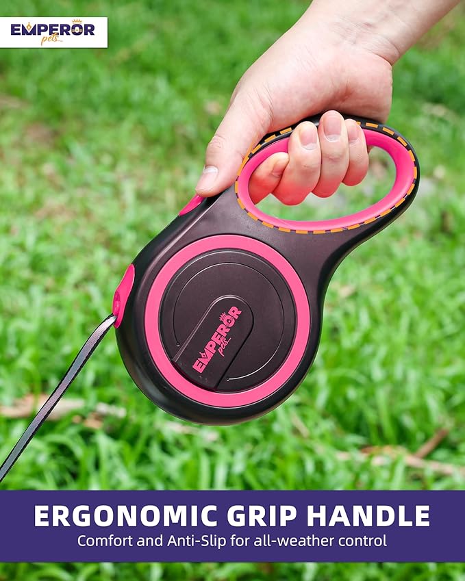 Emperor Pets 16 ft Retractable Dog Leash - Heavy Duty Retractable Pet Leash with Anti-Slip Grip - Reflective Dog Leash Tape for Medium to Large Dogs up to 100 lbs -PK16