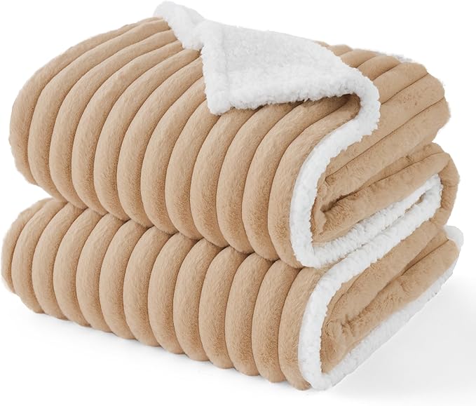 Bedsure Waterproof Dog Blankets for Large Dogs - Soft Pet Cat Blanket Corduroy Fleece for Bed Protector Washable, Cozy Calming Reversible Furniture Protection for Puppy,60"x80", Tuscan Beige