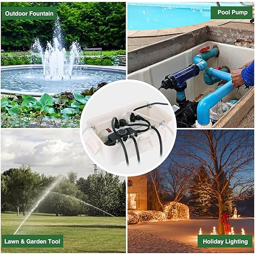 Flemoon Outdoor Electrical Box with Transparent Lid, IP54 Waterproof Electrical Box Outdoor, Large Weatherproof Extension Cord Cover with Clear Cover for Photocell Light Sensor Timer, Outlet, White