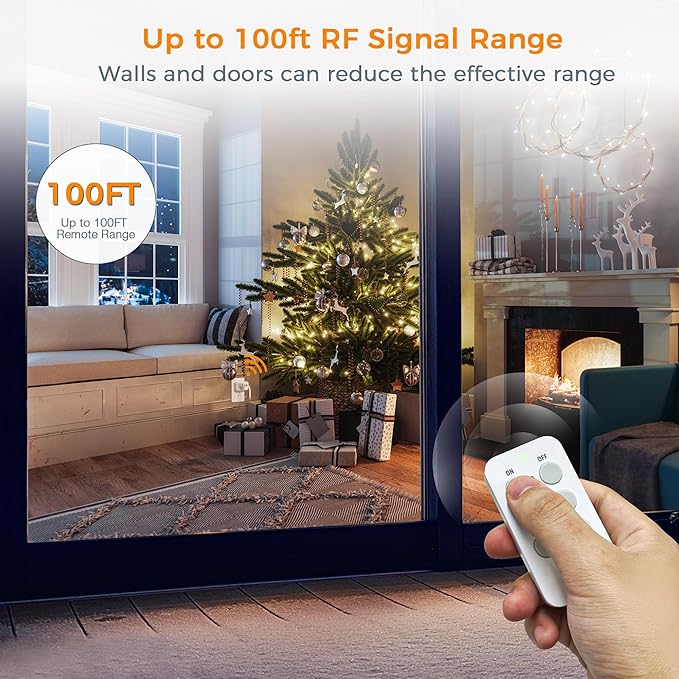 Remote Control Outlet, TESSAN Electrical Light Switch, Plug in Wall Plug with ON/Off Switch for Indoor String Lights, Lamps, Home Small Appliances, 100ft Range (1 Remote + 3 Outlets)