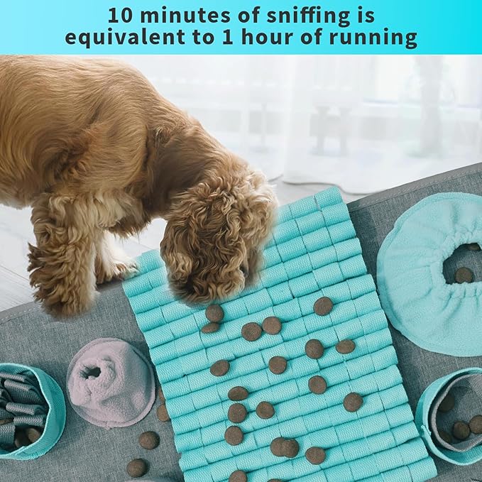 Snuffle Mat for Dogs, Pet Snuffle Mat for Small and Medium Dogs, Interactive Sniff Mat Feeding Mat for Puppies, Slow Feeder Dog Treat Mat for Training and Stress Relief