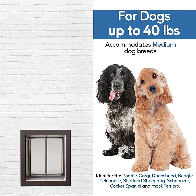 Plexidor Bronze Wall Mount Pet Doors for Cats and Dogs - Energy Efficient - Security Friendly