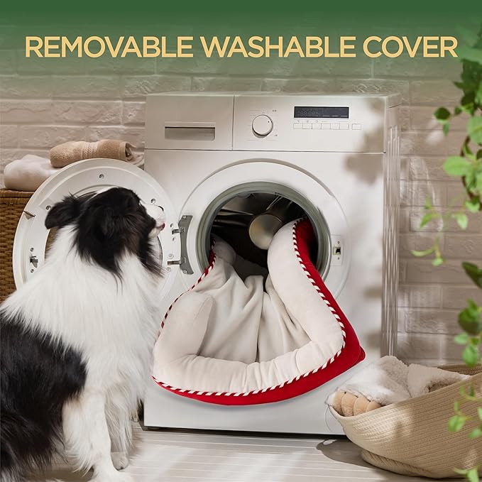 Bedsure Orthopedic Dog Beds Large Sized Dog - Washable Large Dog Cat Bed Waterproof, Comfort Dogs Couch Sofa with Washable Removable Cover, Pet Bed with Nonskid Bottom, Red, 35"