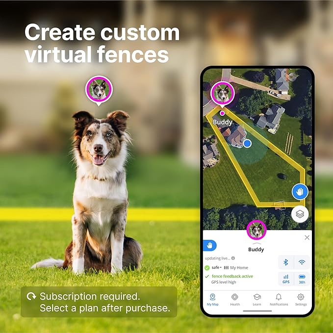 Halo Collar 4, GPS Wireless Dog Fence & Dog Training Collar with GPS Tracker, Subscription Required, Waterproof, Midnight, One Size