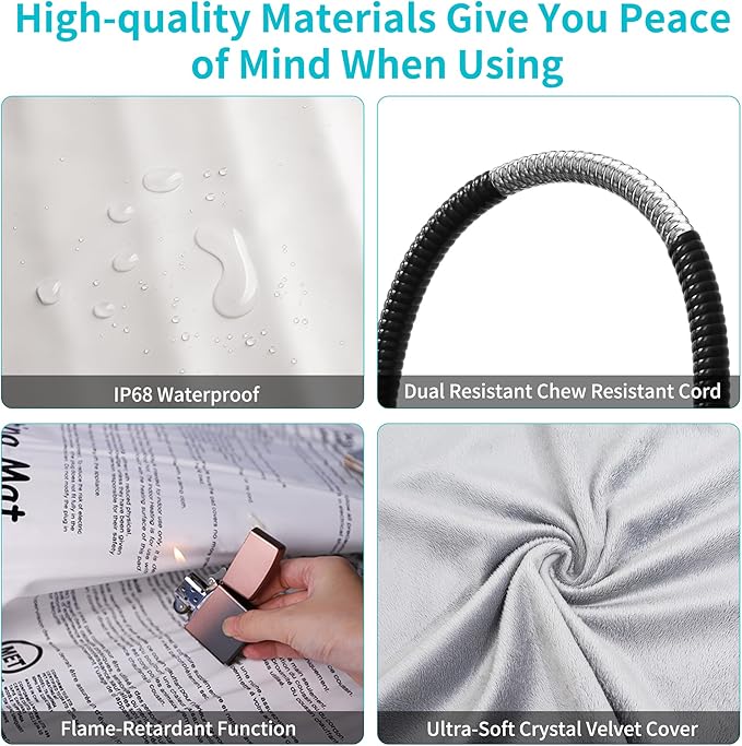 Pet Heating Pad, 6 Adjustable Temperature Indoor Heated Pad with Timer, for Cats and Dog with Chew Resistant Cord (L: 35" x 24")