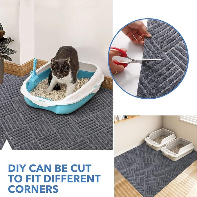 Extra Large Cat Litter Mats,Jumbo Cat Litter Trapping Mats,| Washable Litter Box Mats, Leak-Resistant, Non-Slip Backing,Quick Dry,Cut ToFit,Size 47''x31.5' (extra large)