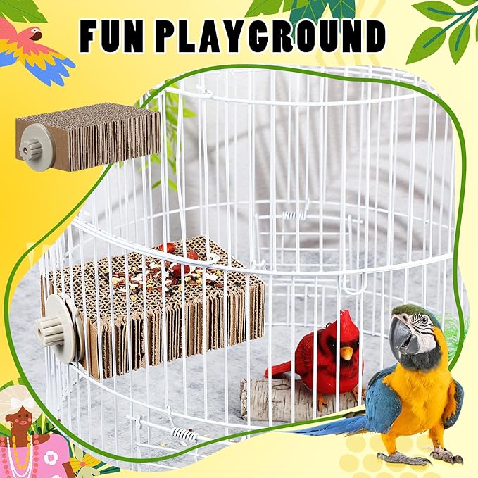 Skyygemm 3 Pcs Bird Chew Toys Parrot Perch Cardboard Platform for Cage Bird Paw Grinding Stand Parrot Cage Playground Exercise Toys for Macaws Small Parakeets Budgies Conure Cockatiel (Small)