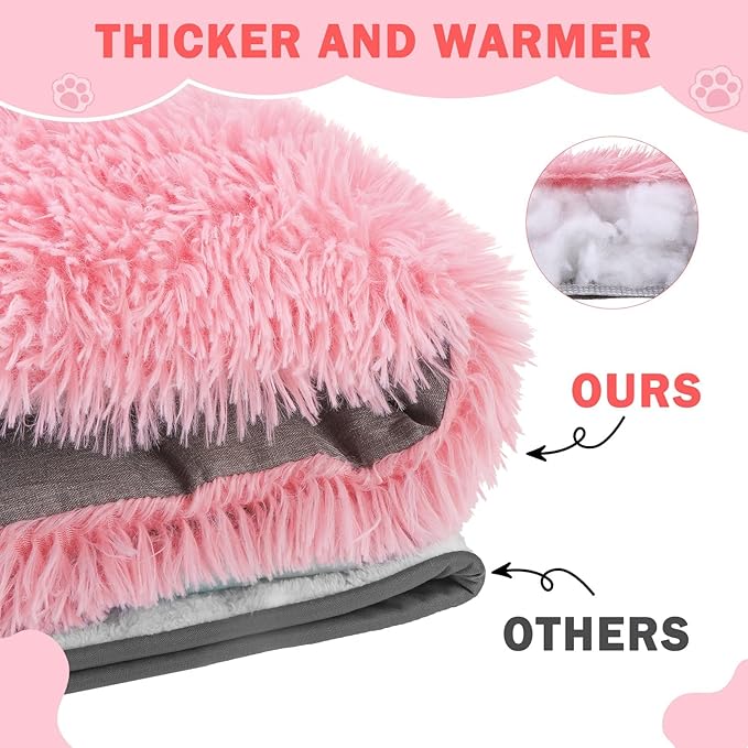 SCENEREAL Self Warming Cat Bed, Heated Cat Bed Mat for Cats Small Dogs, 2 in 1 Soft Plush, Washable Pet Pad for Indoor Outdoor Kitten Puppy, Pink 28" x 24"