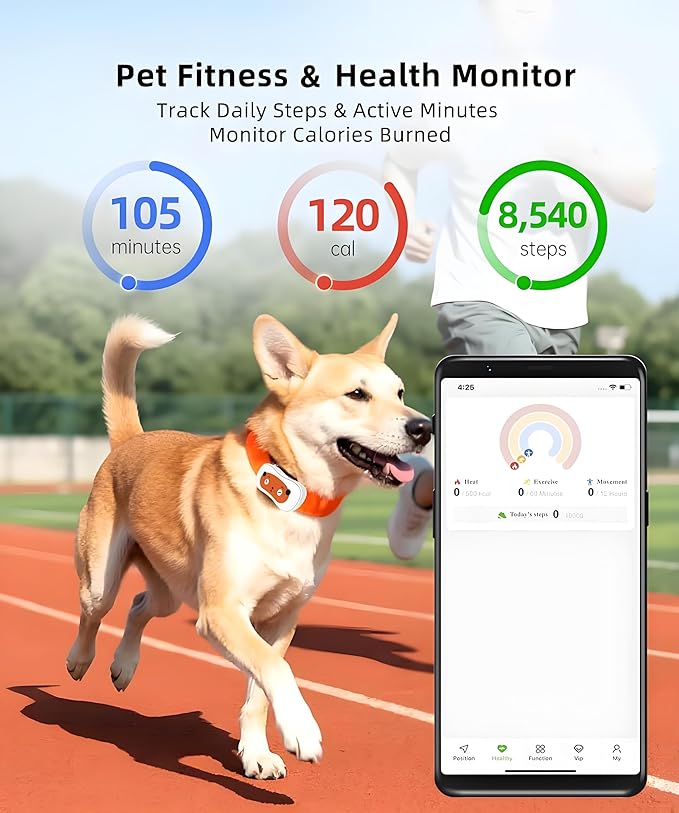 Smart Dog GPS Tracker,Live Pet Tracker with Virtual Fence Dog Collar with App,Smart Alerts,Collar-Compatible,4G Built-in SIM,iOS & Android