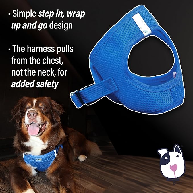 DOGGIE DESIGN American River Solid Ultra Choke-Free Dog Harness - Cobalt Blue (XXX-Large)
