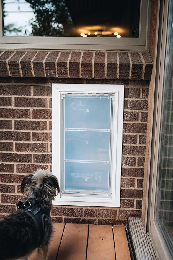 Endura Flap Double Flap Pet Door for Thick Walls | Deep Wall Design up to 13" Thick | Insulating Dual-Layer Flap & Durable Aluminum Frame | Includes Locking Cover | White, Small, Double Flap