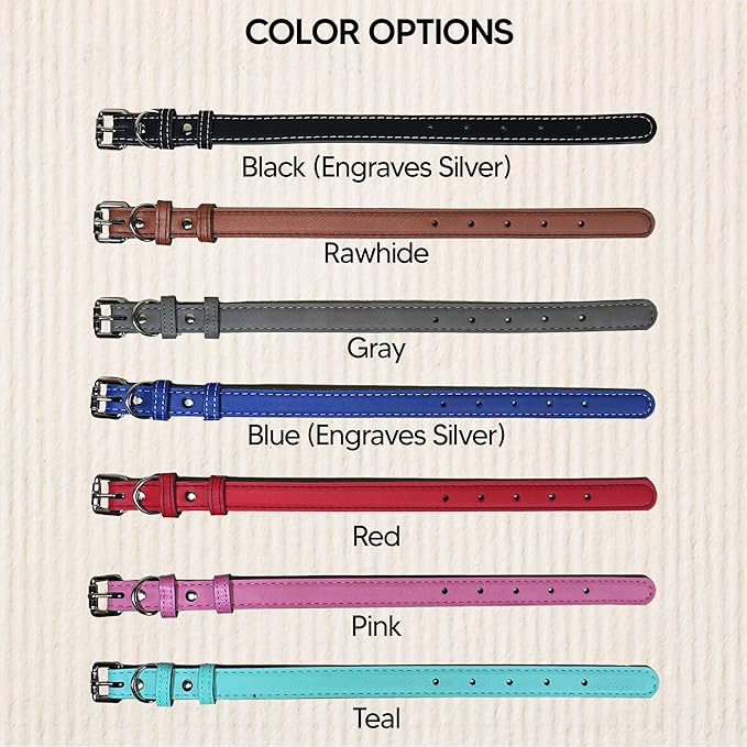 Custom Name Dog Collar – Personalized Engraved Vegan Leather with Name & Phone, Adjustable Soft Padded Pet Collar with Stainless Steel Buckle (Sizes S-XL)