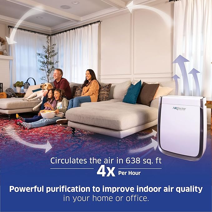 AIRDOCTOR 3500i SMART Air Purifier for Living Rooms & Bedrooms. 3 Stage Filtration with Pre-Filter, UltraHEPA, Carbon/VOC. Captures Particles 100x Smaller Than HEPA Standard
