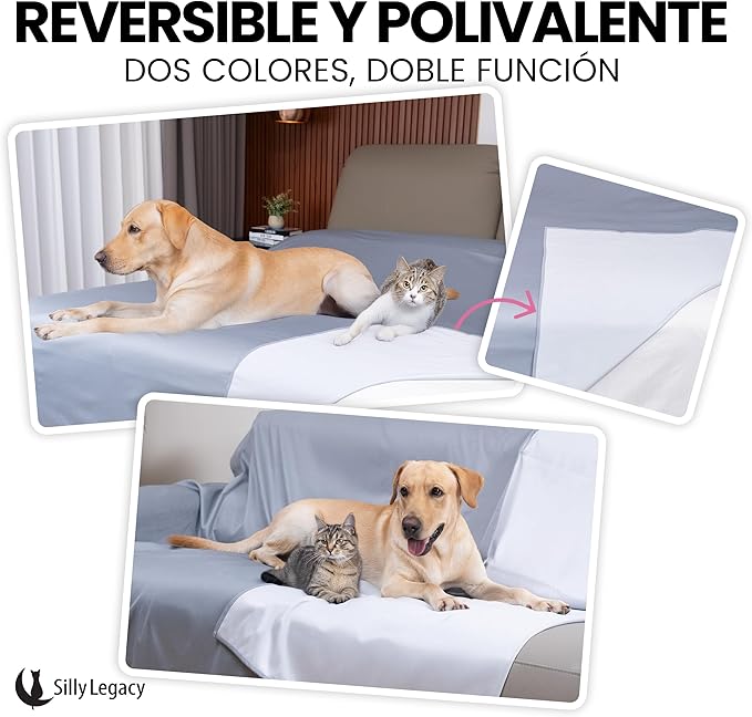 SILLY LEGACY Thin Reversible Waterproof Protective Cover or Liner for Bed or Couch (Twin Size, 90 x 55 inch), for Dogs and Cats, Babies; Incontinence, Dirt, Drool
