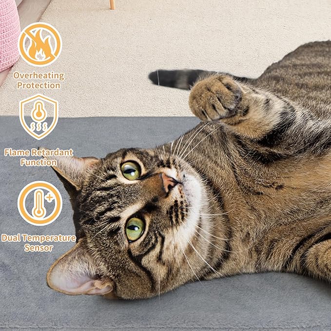 Pet Heating Pad for Cats and Small Dogs, Heated Cat Bed, Auto Temperature Control, Waterproof, Electric, 20 x 16 Inch