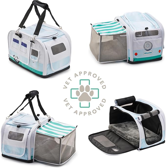 Premium Soft-Sided 2-in-1 Kittyrama Cat Carrier & Home Hideaway – Vet-Recommended Calming Den, Dual-Use Lounge & Travel Carrier with SBS Zippers, Airline-Approved Under-Seat Fit