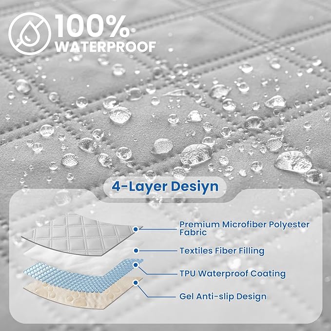 Waterproof Dog Bed Cover Pet Blanket, Soft Couch Cover for Dogs Washable, Non-Slip Dog Blanket Protect Furniture Couch Sofa Car for Puppy Large Dogs Cat (40x50 Inch, Light Grey)
