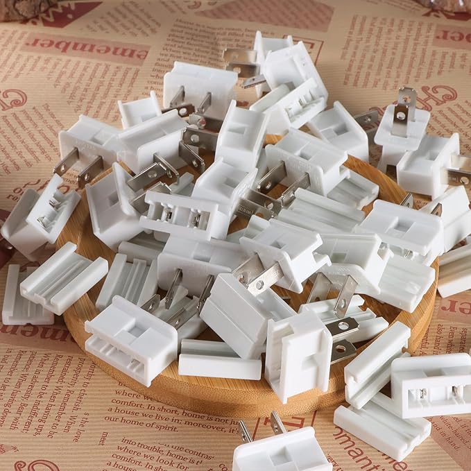 Electric Plugs - 25PCS Male Vampire Plug - SPT-1 White for Christmas Light Strings & Lamps and DIY Projects