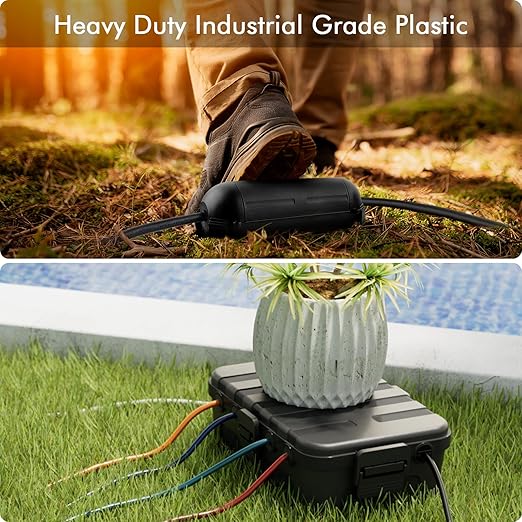 RESTMO 5-Piece Outdoor Waterproof Electrical Box Set – 12.5" x 8.5" x 5" Large & 7.1" x 2.3" x 2.3" Small, Weatherproof Boxes for Power Strip, Outlet, Plug, Socket, Timer, Holiday Light, Black