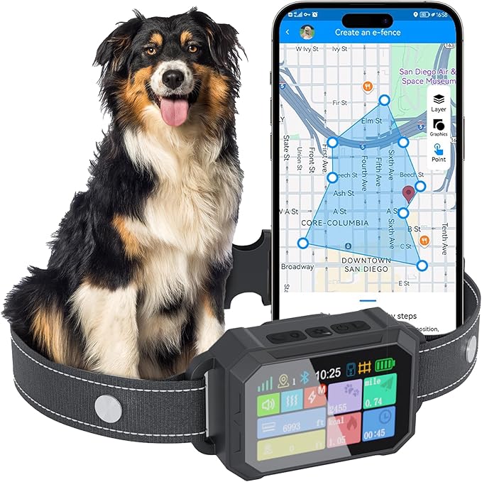 Customizable GPS Dog Collar Fence System, Waterproof LCD Collar & – Wireless Dog Fence, Wireless Pet Collar & App-Controlled Dog Training Collar