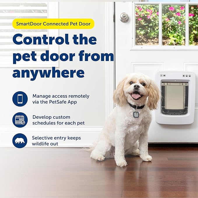 SmartDoor™ Never Rust Connected Pet Door, Dog and Cat, Selective Entry and Exit, App Enabled Pet Door, Smart Device, Smartphone Controlled, Customize Schedule, Multiple Pets, Medium