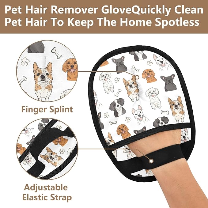 Pet Grooming Gloves Reusable Dog & Cat Hair Remover for Furniture, Car Interiors Multi-Surface Deshedding Tool for Carpets, Bedding & Home Cleaning