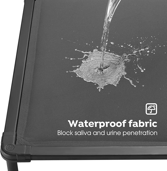 Veehoo Chewproof Elevated Dog Bed, Durable Raised Pet Cot with Soft PP Cotton-Filled Waterproof Mat, Washable Padded Cot for Indoor, Outdoor & Camping, 41-Inch, Grey