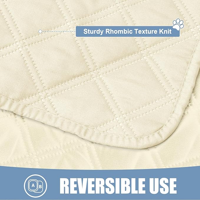 Smiry Waterproof Dog Bed Cover Pet Blanket, Soft Washable Dog Blanket for Furniture Bed Couch Sofa Reversible, Checkered (52"x82", Beige/Beige)