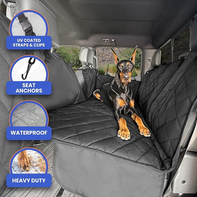 4Knines Hard Bottom Back Seat Extender for Dogs – Waterproof Dog Car Seat Cover – Heavy Duty Backseat Protector for Cars, SUVs, Trucks – Built-in EZ Open Door Protector (Camo, XL)