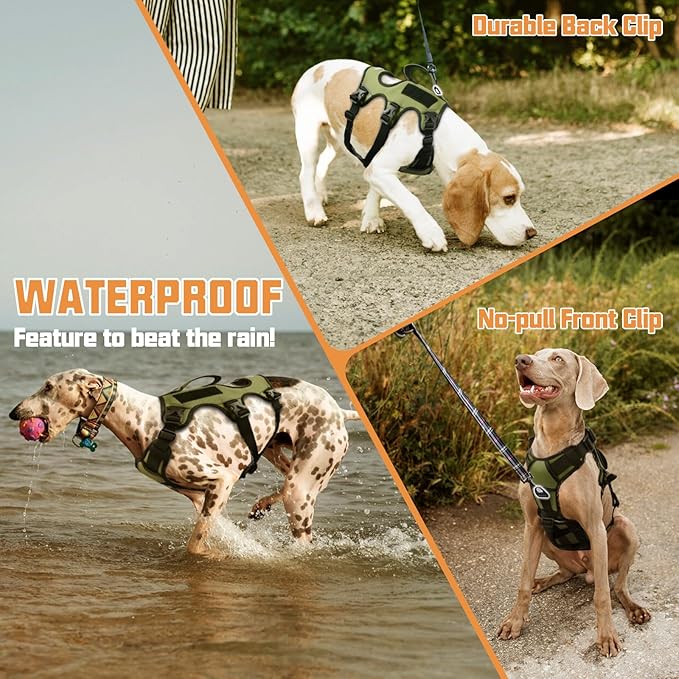 AUROTH Escape Proof Dog Harness - Soft Padded Reflective Adjustable Vest with Lift Handle - Medium Size