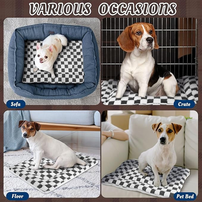 VitalCozy 2 Pack Self Warming Cat Mat Self Heating Pad Bed Reversible Machine Washable Reflects Body Heat Warm Thermal Pet Pad Crate Blanket for Feral and Indoor Cat (Dark Grey,21" X 14",Plaid)