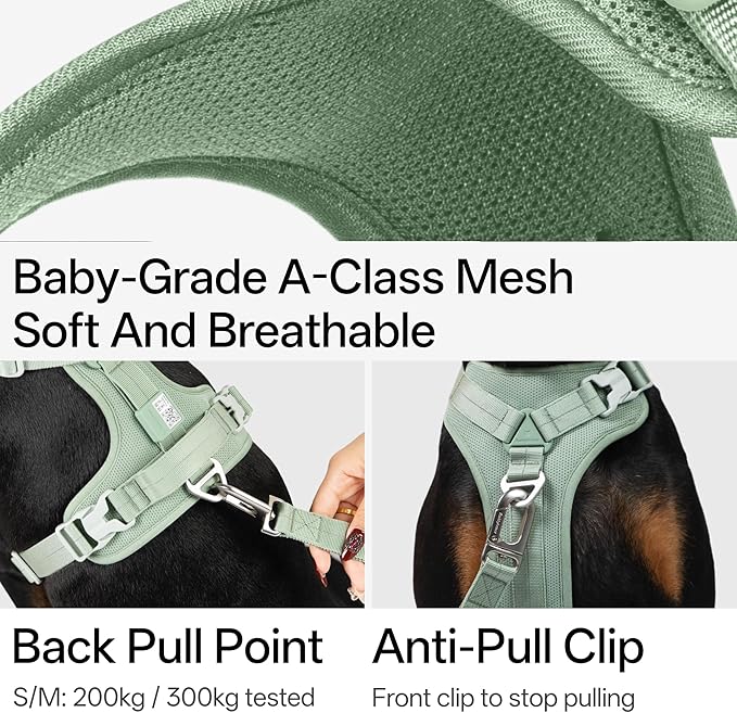 All-Weather No Pull Dog Harness Reflective Vest Harness QR Code Anti-Lost Adjustable Quick-Release Buckle Soft Padded Breathable Harness for Small Medium Large Dog (Super Reflect-Earth, L)