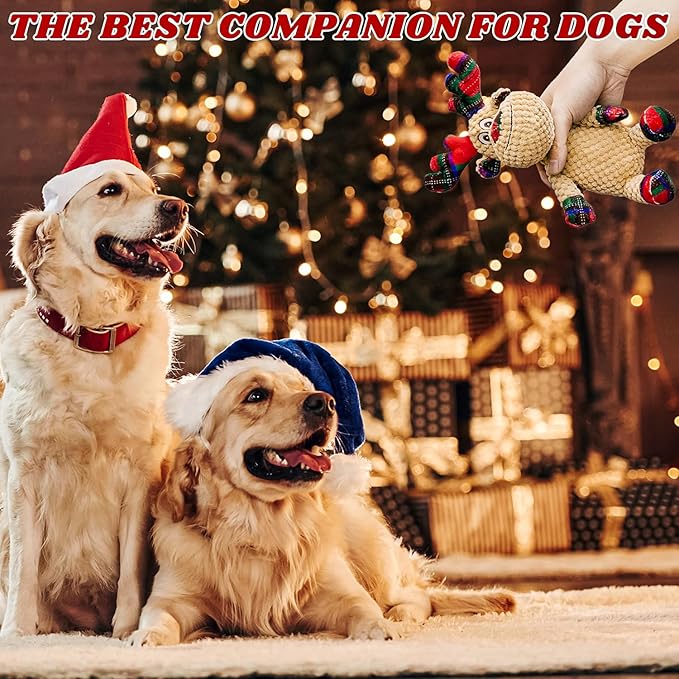 Squeaky Christmas Reindeer Dog Toys, Interactive Plush Dog Toys for Small and Medium Dogs, Suitable for Trainning and Reducing Boredom and Anxiety. (Reindeer)