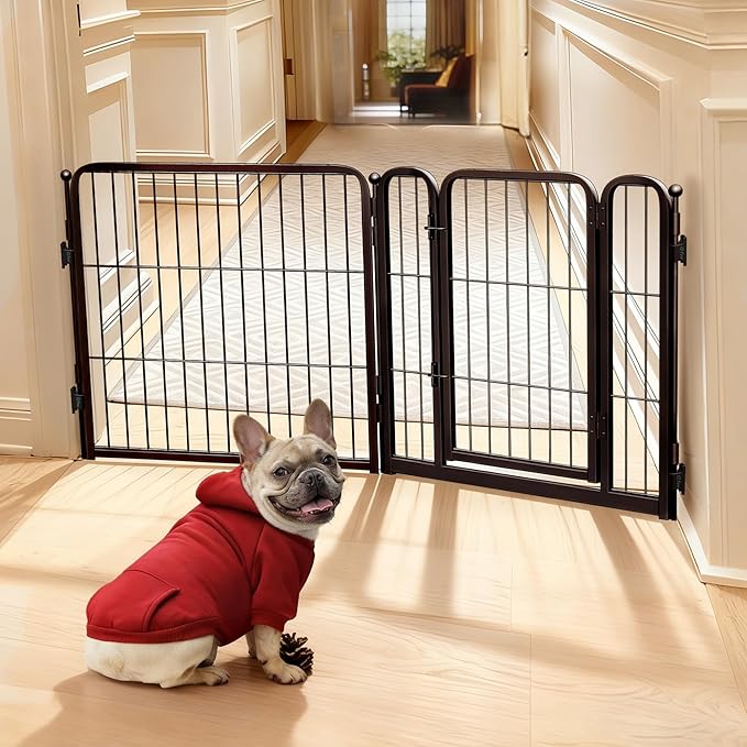 FXW Dog Gate Extra Wide Designed for Indoor Use, Adjustable Width Up to 46-inch Wide (24" H 2 Wire Panels for Puppies and Small Dogs), Black