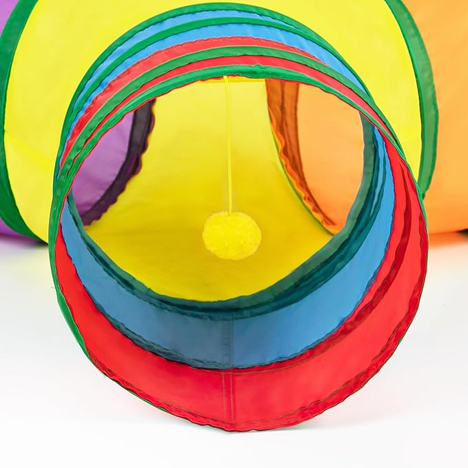Tempcore 3-Way Collapsible Cat Tunnel Tube Toys with Peek Hole & Ball for Indoor Cats, Kittens & Puppies