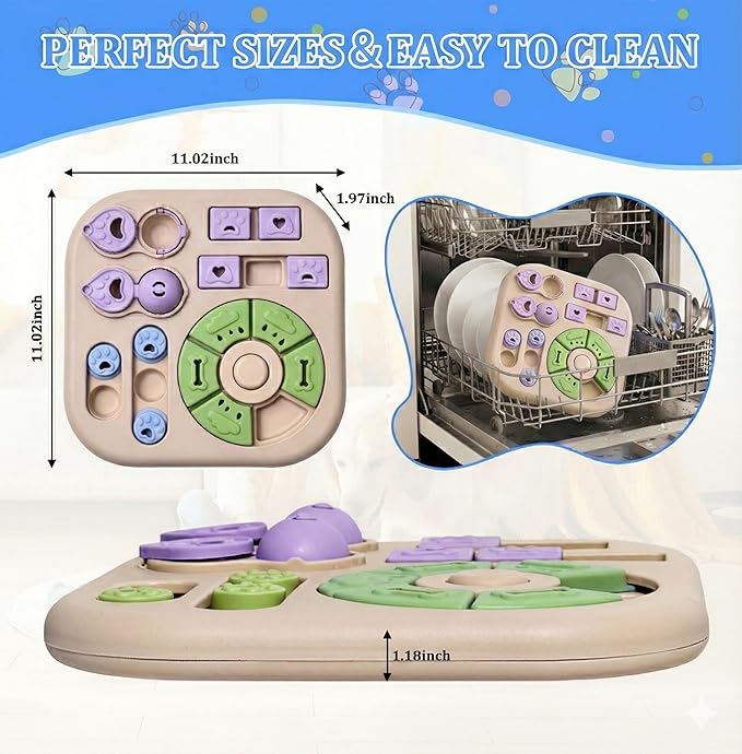 Interactive Dog Puzzle Toy, 4-in-1 Dog Enrichment Toy for Smart Dogs, Advanced Brain Games for Mental Stimulation, Non-Slip Slow Feeder & Treat Dispenser to Reduce Boredom and Destructive Behavior