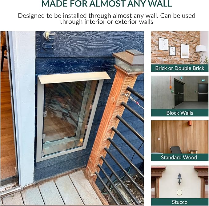 Elbert Mountain Pet Door - Wall Model | Cat & Dog Door | Adjustable Tunnel Fits Up to 10" Walls | Energy-Efficient Single Vinyl Flaps | Locking Security Cover | Durable Aluminum Frame