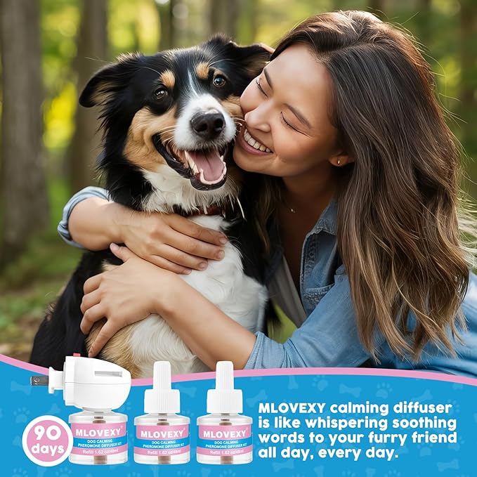 Calming Diffuser for Dogs to Relieve Stress, Dog Calming Diffuser for Anxiety Relief , Dog Pheromones Calming Diffuser to Reduce Aggression Fighting , Help Train Dog to Pee (3 Refills 1 Diffuser)