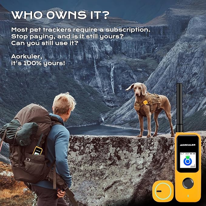 Aorkuler Outdoor GPS Dog Tracker for Remote & Rural Areas – No Phone or Signal Needed,Real-Time Tracking for Daily Walks,Hiking, Camping, Farms, and Large Open Spaces,No Monthly Fees(Tracker 2)