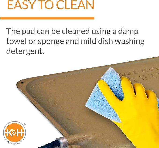 K&H Pet Products Heated Extreme Weather Outdoor Kitty Pad Petite, Waterproof Heated Cat Mat, Pet Warmer for Outside Feral Cat Houses, Indoor Outdoor Warming Pet Mat - Petite 12 X 9in Tan 25W