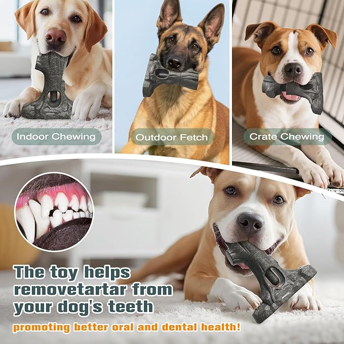 Ansoniser 2-in-1 Bully Stick Holder & Chew Toy - Tree Stump Design Prevents Choking, Keeps Dogs Busy with Mental Stimulation, for All Breed Sizes, Easy to Clean