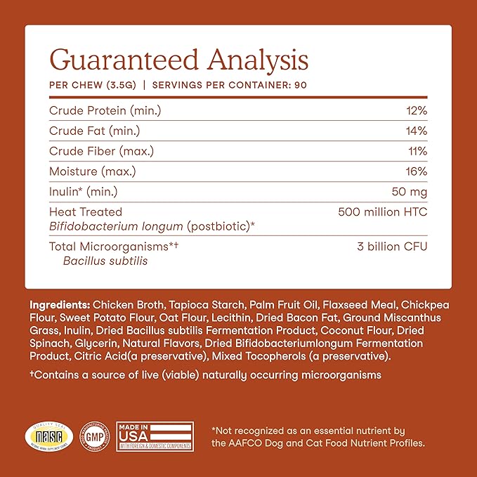 Fera Pets Probiotics for Dogs with Prebiotics and Postbiotics - Full Spectrum Gut Health Support - Promotes a Balanced Gut Microbiome - Boosts Immune Health - 30 Soft Chews