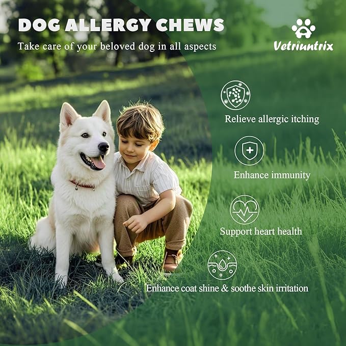 Dog Allergy Chews, Dog ltching Skin Relief with Probiotics Omega 3, Allergy Relief for Large Dogs ltching Licking Paws, Support Seasonal Allergy, Gut & Digestive Health and lmmune System-400ct