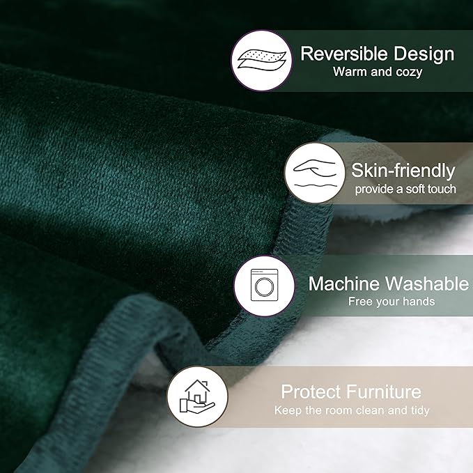 gogobunny Waterproof Bed Blanket, Reversible Sherpa Fleece Throw Blanket for Dog Puppy Cat, Furniture Cover Protects Bed Couch Sofa from Liquid Pee and Pet Fur (Forest Green, 30x40 inches)