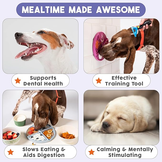 Awoo Paradise Silicone Dog & Cat Lick Mat & Slow Feeder with Suction Cups, Non-Slip, Dishwasher Safe, Extend Mealtime, Reduce Anxiety (Sage)